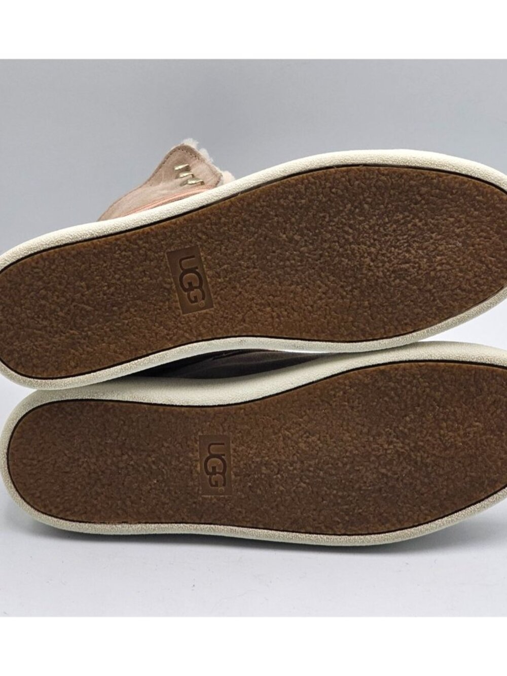 UGG Women's Beige Suede Starlyn Lace-Up Shearling High-Top Trainers Size7.5 3243 - Picture 5 of 16